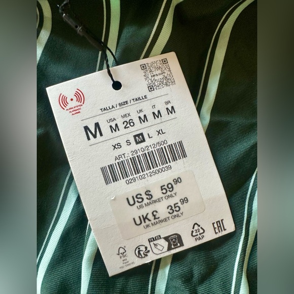 Zara One Piece Striped Bathing Suit Size Medium - Picture 6 of 7